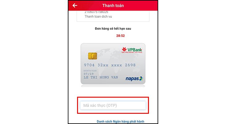 Hướng dẫn tải và cài đặt Viettel Pay: xác thực mã OTP